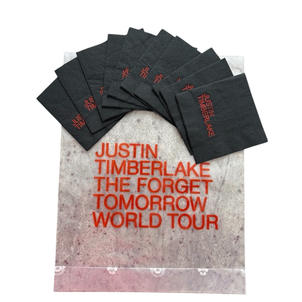 2025 Justin Timberlake The Forget Tomorrow World Tour VIP 10 Bar Drink Napkins